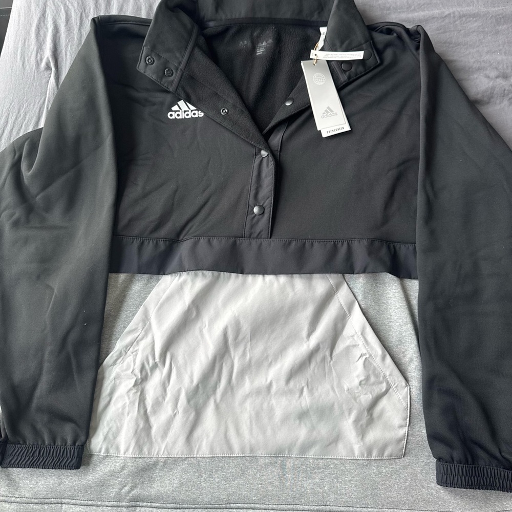 Adidas Black and Gray Half-Zip Jacket